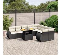 Generico Set Divani da Giardino 10pz con Cuscini in Polyrattan Nero,Nero,86kg,3272351