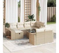 Generico Set Divani da Giardino 11 pz con Cuscini Beige in Polyrattan,Beige,86.3kg,3326072