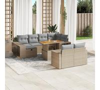 Generico Set Divani da Giardino 11 pz con Cuscini Beige in Polyrattan,Beige,86.7kg,3276515