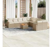 Generico Set Divani da Giardino 11 pz con Cuscini Beige in Polyrattan,Beige,86.9kg,3224315