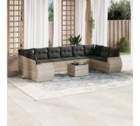 Generico Set Divani da Giardino 11 pz con Cuscini in Polyrattan Grigio,Grigio,86.8kg,3221881