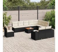 Generico Set Divani da Giardino 11 pz con Cuscini in Polyrattan Nero,Nero,86.2kg,3225496