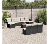 Generico Set Divani da Giardino 11 pz con Cuscini in Polyrattan Nero,Nero,86.2kg,3257099