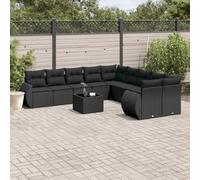 Generico Set Divani da Giardino 11 pz con Cuscini in Polyrattan Nero,Nero,86.4kg,3221914