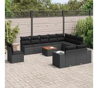 Generico Set Divani da Giardino 11 pz con Cuscini in Polyrattan Nero,Nero,86.5kg,3225495