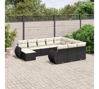 Generico Set Divani da Giardino 11 pz con Cuscini in Polyrattan Nero,Nero,86.6kg,3225188