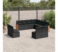Generico Set Divani da Giardino 11 pz con Cuscini in Polyrattan Nero,Nero,86.6kg,3227763
