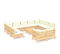 Generico Set Divani da Giardino 12 pz con Cuscini Crema Massello di Pino-3097265