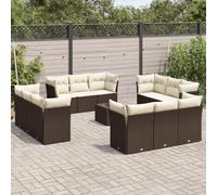 Generico Set Divani da Giardino 13 pz con Cuscini Marrone in Polyrattan,Marrone,116.2kg,3249182