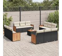 Generico Set Divani da Giardino 13pz con Cuscini Nero in Polyrattan,Nero,122.6kg,3259921