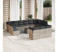 Generico Set Divani da Giardino 14pz con Cuscini in Polyrattan,Grigio,116.6kg,3250301