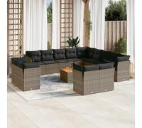 Generico Set Divani da Giardino 14pz con Cuscini in Polyrattan Grigio,Grigio,116.8kg,3223960