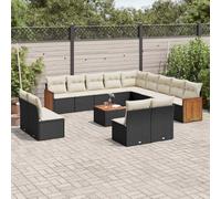 Generico Set Divani da Giardino 14pz con Cuscini in Polyrattan Nero,Nero,116.4kg,3260572