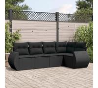 Generico Set Divani da Giardino 5 pz con Cuscini in Polyrattan Nero,Nero,43.4kg,3221324