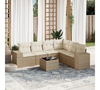 Generico Set Divani da Giardino 7 pz con Cuscini Beige in Polyrattan,Beige,64.4kg,3254955