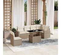 Generico Set Divani da Giardino 7 pz con Cuscini Beige in Polyrattan,Beige,64kg,3267308