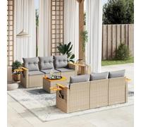 Generico Set Divani da Giardino 7 pz con Cuscini Beige in Polyrattan,Beige,66.6kg,3259035
