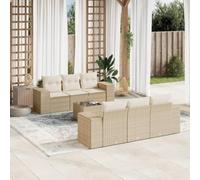 Generico Set Divani da Giardino 7 pz con Cuscini Beige in Polyrattan,Beige,66kg,3222307
