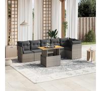 Generico Set Divani da Giardino 7 pz con Cuscini Grigio in Polyrattan,Grigio,64.2kg,3270843