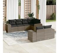 Generico Set Divani da Giardino 7 pz con Cuscini Grigio in Polyrattan,Grigio,66.2kg,3222809