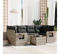 Generico Set Divani da Giardino 7 pz con Cuscini Grigio in Polyrattan,Grigio,66.2kg,3252257