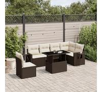 Generico Set Divani da Giardino 7 pz con Cuscini Marrone in Polyrattan,Marrone,64.3kg,3267943