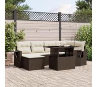 Generico Set Divani da Giardino 7 pz con Cuscini Marrone in Polyrattan,Marrone,64.5kg,3268053