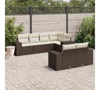 Generico Set Divani da Giardino 7 pz con Cuscini Marrone in Polyrattan,Marrone,64kg,3222812