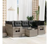 Generico Set Divani da Giardino 7pz con Cuscini Grigio Chiaro Polyrattan,Grigio,64.6kg,3252259