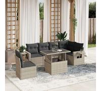 Generico Set Divani da Giardino 7pz con Cuscini Grigio Chiaro Polyrattan,Grigio,64.9kg,3267942