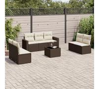 Generico Set Divani da Giardino 8 pz con Cuscini Marrone in Polyrattan,Marrone,66.6kg,3251180