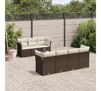 Generico Set Divani da Giardino 8 pz con Cuscini Marrone in Polyrattan,Marrone,70.2kg,3249122