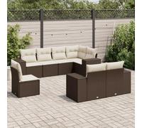 Generico Set Divani da Giardino 8 pz con Cuscini Marrone in Polyrattan,Marrone,70kg,3222842
