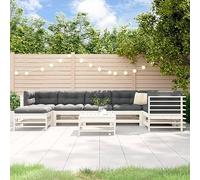 Generico Set Divani da Giardino 8pz con Cuscini in Legno Massello Bianco,Bianco,98.64kg,3185858