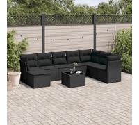 Generico Set Divani da Giardino 9 pz con Cuscini Nero in Polyrattan,Nero,70.3kg,3218055
