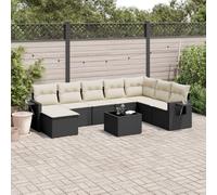 Generico Set Divani da Giardino 9 pz con Cuscini Nero in Polyrattan,Nero,70.8kg,3220565