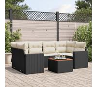 Generico Set Divani da Giardino con Cuscini 7pz Nero Polyrattan,Nero,58kg,3224019