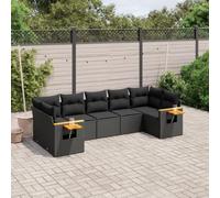 Generico Set Divani da Giardino con Cuscini 7pz Nero Polyrattan,Nero,64.2kg,3259507