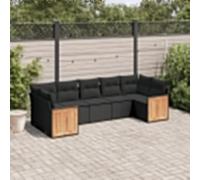 Generico Set Divani da Giardino con Cuscini 7pz Nero Polyrattan,Nero,64.4kg,3260347