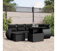Generico Set Divani da Giardino con Cuscini 7pz Nero Polyrattan,Nero,64.6kg,3268675