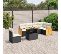Generico Set Divani da Giardino con Cuscini 7pz Nero Polyrattan,Nero,64.6kg,3273982