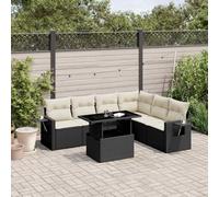 Generico Set Divani da Giardino con Cuscini 7pz Nero Polyrattan,Nero,64.7kg,3267926