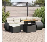 Generico Set Divani da Giardino con Cuscini 7pz Nero Polyrattan,Nero,64kg,3327283