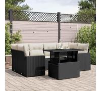 Generico Set Divani da Giardino con Cuscini 7pz Nero Polyrattan,Nero,66.4kg,3267126