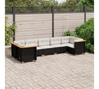 Generico Set Divani da Giardino con Cuscini 7pz Nero Polyrattan,Nero,66.8kg,3261971