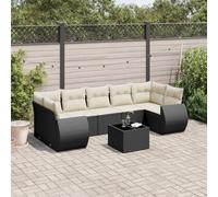 Generico Set Divani da Giardino con Cuscini 8 pz Nero in Polyrattan,Nero,66.3kg,3221135