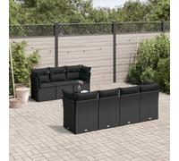 Generico Set Divani da Giardino con Cuscini 8 pz Nero in Polyrattan,Nero,66.4kg,3217275