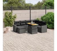 Generico Set Divani da Giardino con Cuscini 8 pz Nero in Polyrattan,Nero,66.9kg,3271426