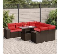 Generico Set Divani Giardino 9 pz con Cuscini Marrone Polyrattan Acacia,Marrone,86.7kg,3326775