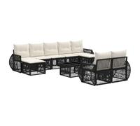 Generico Set Divano da Giardino 10 PCS Nero e Bianco Crema polyrattan,Mobili da Giardino,Set da giardino-3435547